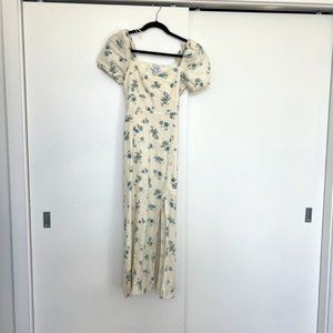 & Other Stories White Floral Linen Midi Dress, size 2
